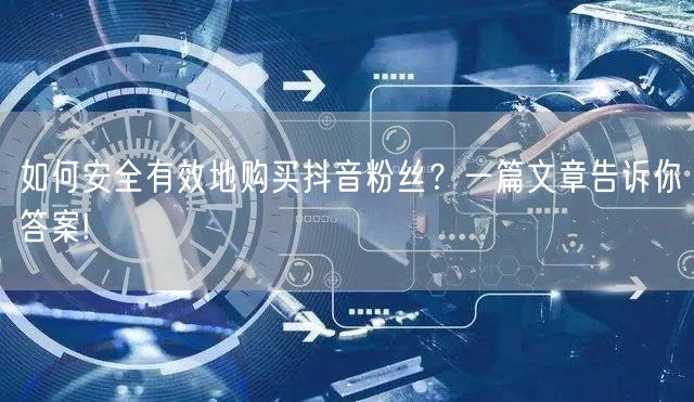 如何安全有效地购买抖音粉丝?一篇文章告诉你答案!