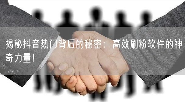 揭秘抖音热门背后的秘密:高效刷粉软件的神奇力量!