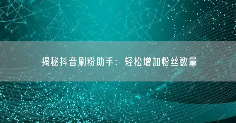 揭秘抖音刷粉助手:轻松增加粉丝数量