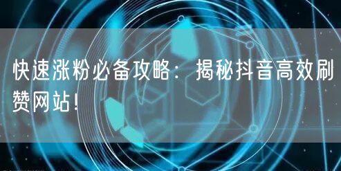 快速涨粉必备攻略：揭秘抖音高效刷赞网站！