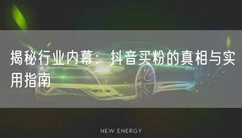 揭秘行业内幕：抖音买粉的真相与实用指南