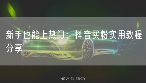 新手也能上热门：抖音买粉实用教程分享